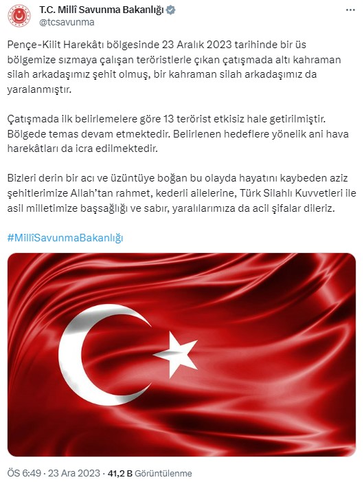 KUZEY IRAK'TAN BİR ACI HABER DAHA