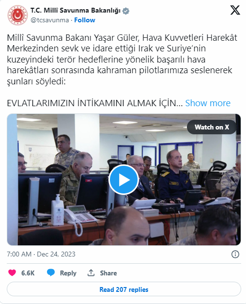 MİLLİ SAVUNMA BAKANI GÜLER: