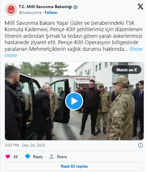 BAKAN GÜLER YARALI ASKERLERİ ZİYARET ETTİ