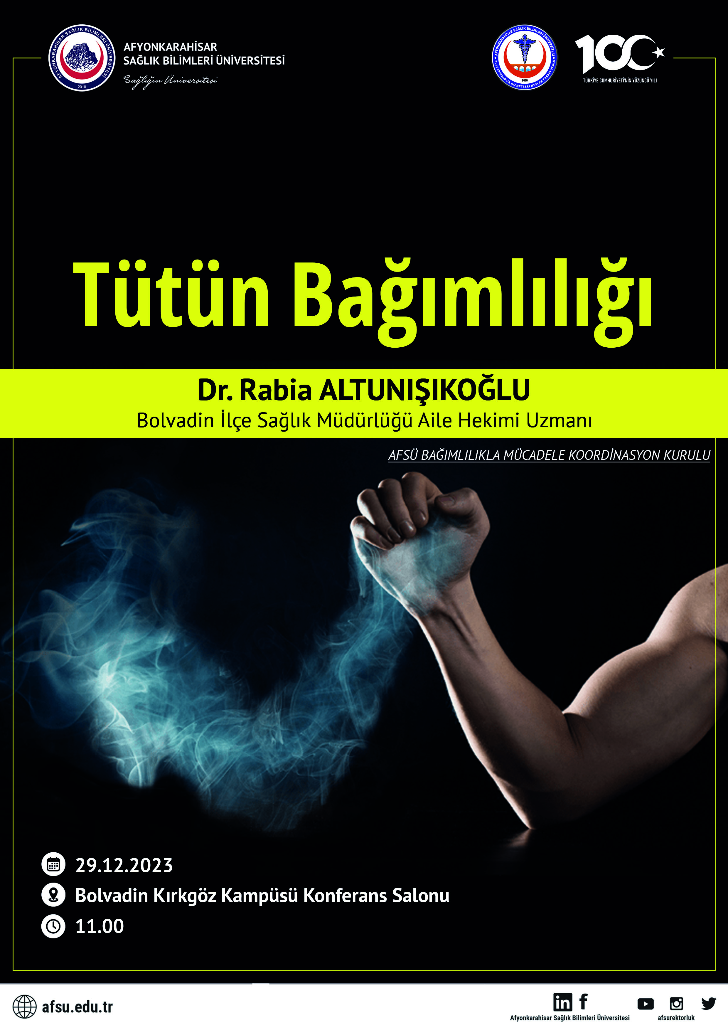 AFSÜ'den Sağlık Seminerleri  Sürüyor. Tütün Bağımlılığına Dikkat Çekilecek