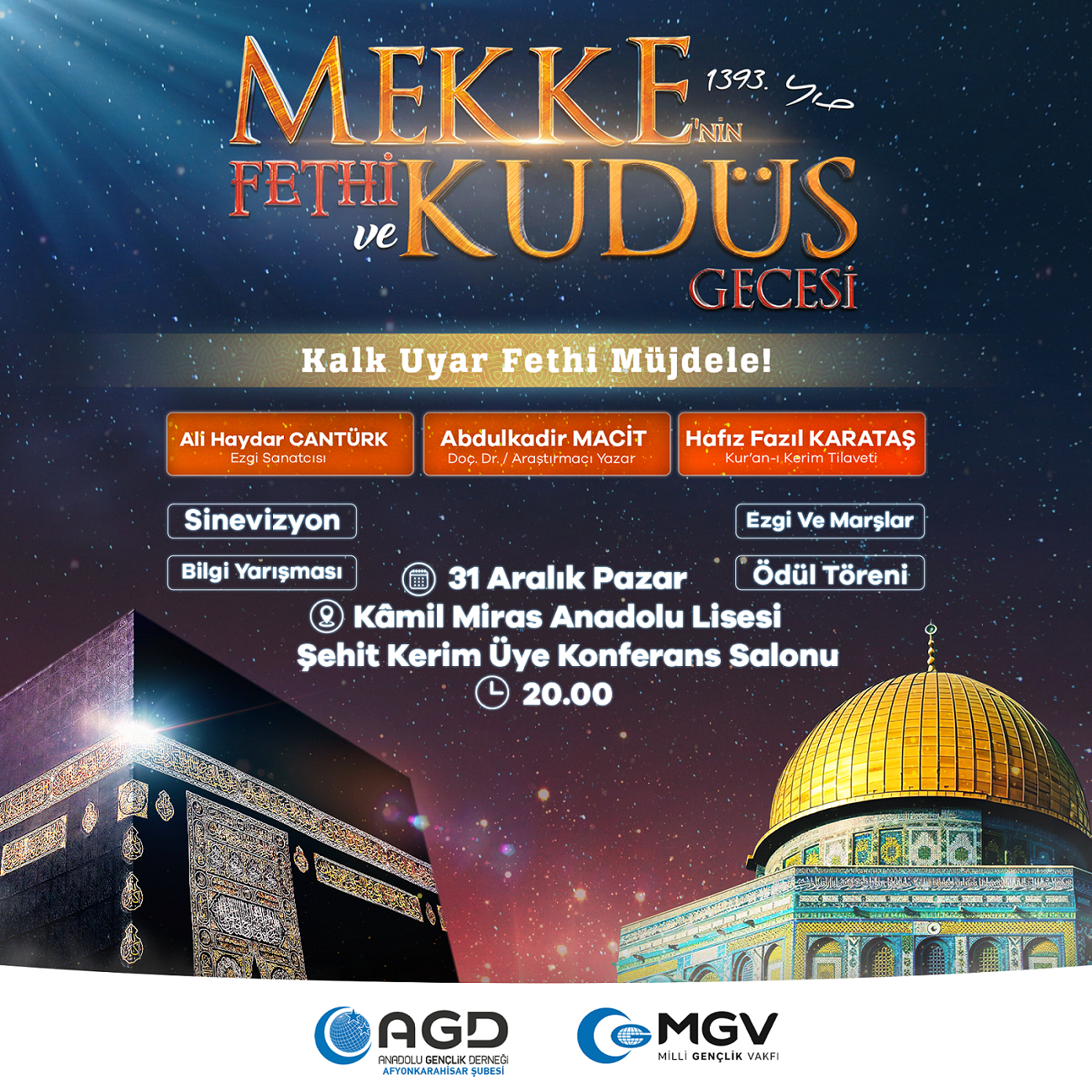 MEKKE’NİN FETHİ VE KUDÜS GECESİ PROGRAMI DÜZENLENECEK