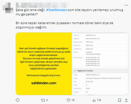 SAHİBİNDEN.COM'UN DOMAİN KRİZİ