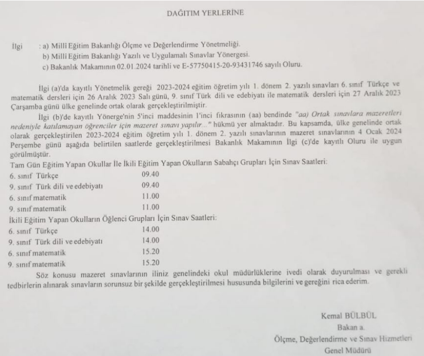 MAZERET SINAVI TARİHLERİ AÇIKLANDI
