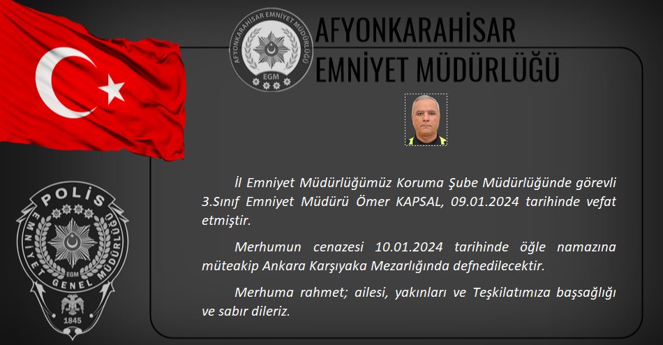 Afyon Emniyetinden Taziye Yayınlandı
