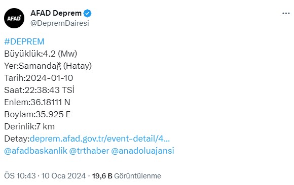 Hatay'da Korkutan Deprem Birçok İlde Hissedildi