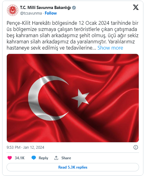 Son Dakika: Msb Acı Haberi Duyurdu Şehit Sayısı 5'e Yükseldi