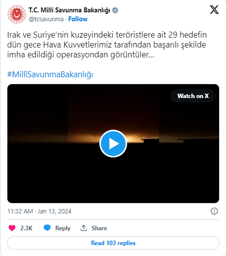 Irak'ın Kuzeyinde 20 Terörist Etkisiz Hale Getirildi