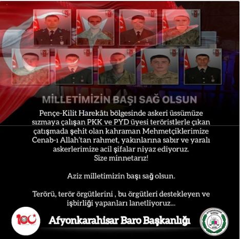 Afyon Barosu Terörü Lanetledi