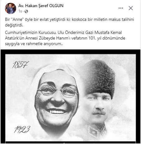 İYİ Partili Olgun Atatürk'ün Annesi Zübeyde Hanım'ı Yad Etti
