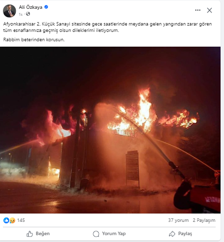 ÖZKAYA, "TÜM AFYON HALKINA GEÇMİŞ OLSUN ALLAH BETERİNDEN KORUSUN"