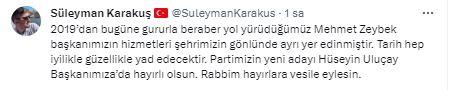 Başkan Zeybek'e Yakın İsim Karakuş'tan İlk Paylaşım Geldi