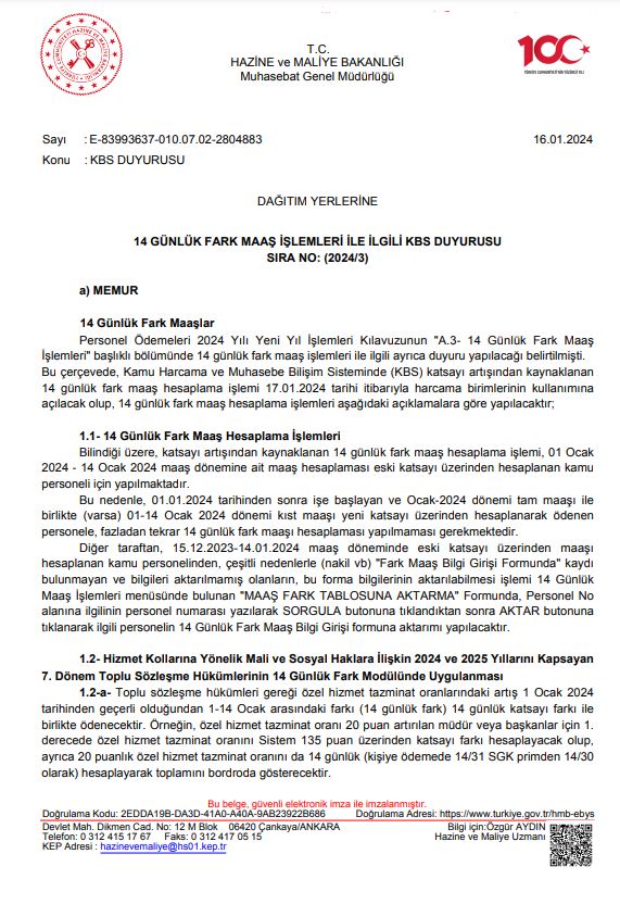 14 Günlük Maaş Farklarına Dair Açıklama Bakanlıktan Geldi