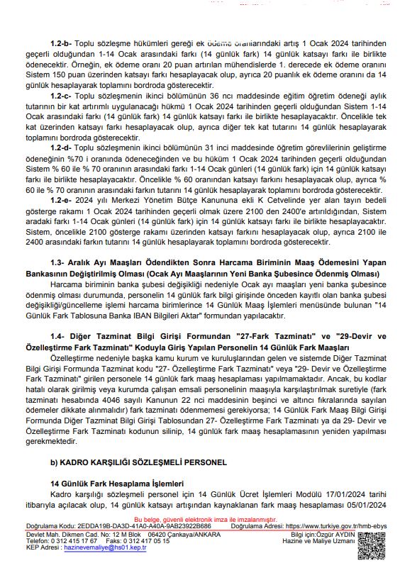 14 Günlük Maaş Farklarına Dair Açıklama Bakanlıktan Geldi