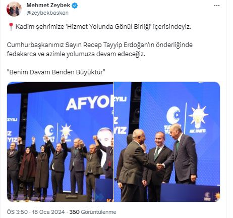 Başkan Zeybek ''Benim Davam Benden Büyüktür''