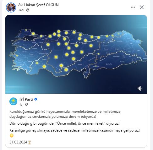 İYİ Partili Olgun'dan Video Klipli Paylaşım