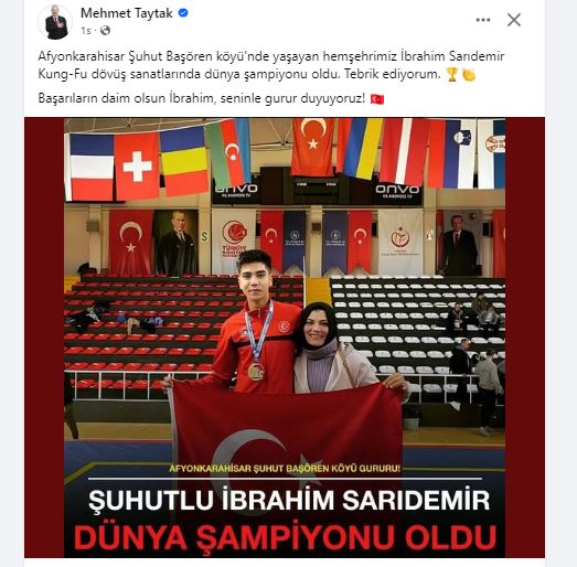 MHP'li Taytak Afyonlu Sporcu Sarıdemir'i Kutladı