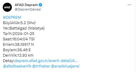 Son Dakika Malatya Depremle Sallandı