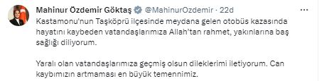 Afyonlu Bakan Göktaş Taziye Mesajı Yayınladı