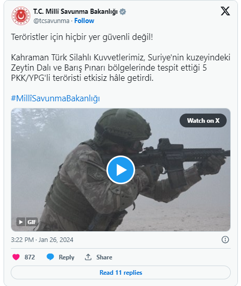 5 Pkk/Ypg'li Terörist Etkisiz Hale Getirildi
