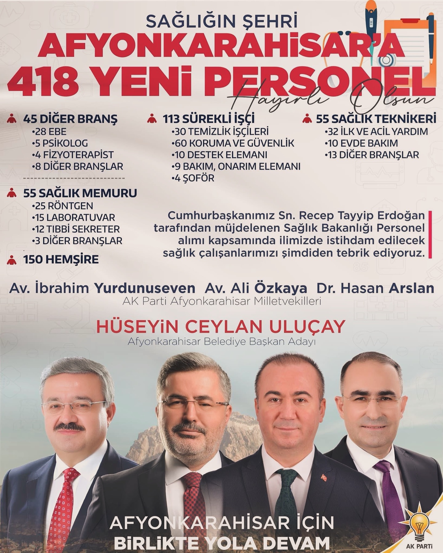 ULUÇAY'DAN AFYONLULARA BÜYÜK MÜJDE  418 YENİ PERSONEL GELİYOR