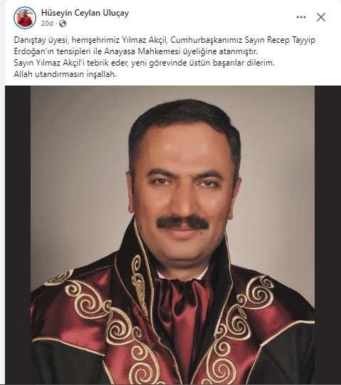 AK Partili Uluçay Tebrik Mesajı Yayınladı