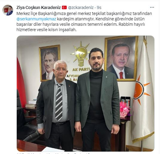Eski Başkan Karadeniz'den Yeni Başkan Mumyakmaz'a Tebrik