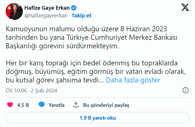 Son Dakika: Merkez Bankası Başkanı Erkan Görevden Affını Talep Etti