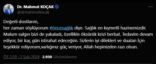 Koçak’tan Yeni Paylaşım