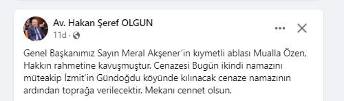 Akşener'in Acı Günü İYİ Partili Olgun Paylaştı