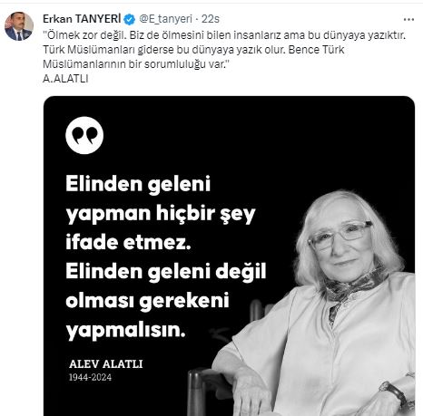 Müdür Tanyeri Taziye Mesajı Yayınladı
