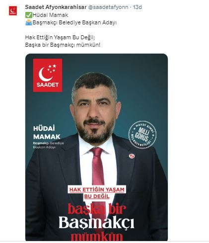 Saadet Partisi Başmakçı Belediye Başkan Adayı Belli Oldu