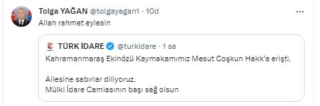 Jandarma Komutanı Yağan Hayatını Kaybeden Kaymakam İçin Taziye Paylaştı
