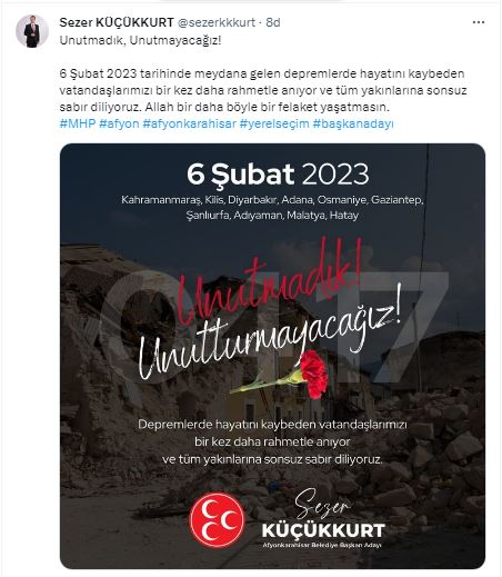 MHP'li Küçükkurt ''Unutmadık Unutmayacağız''