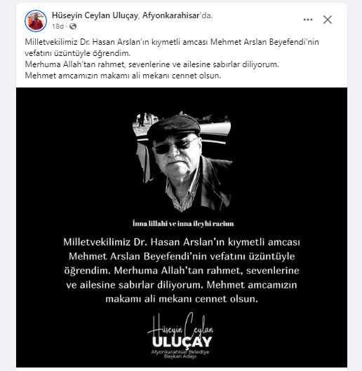 AK Partili Uluçay ''Mehmet Amcamızın Mekanı Ali Olsun''