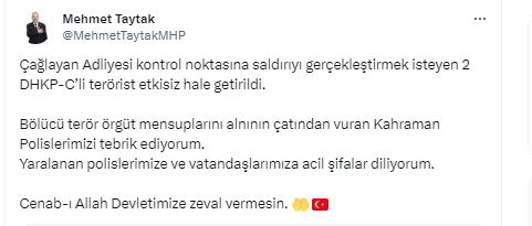 MHP'li Taytak ''Kahraman Polisimizi Tebrik Ediyorum''