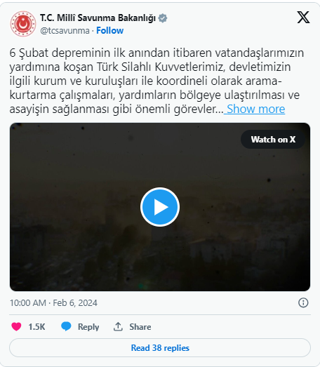 MSB'den 6 Şubat Deprem Belgeseli