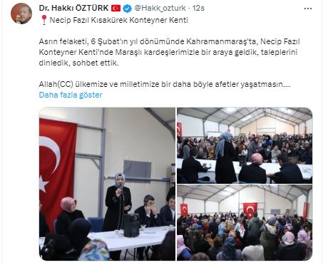 AK Partili Öztürk Kahramanmaraş'ta Acıyı Paylaştı