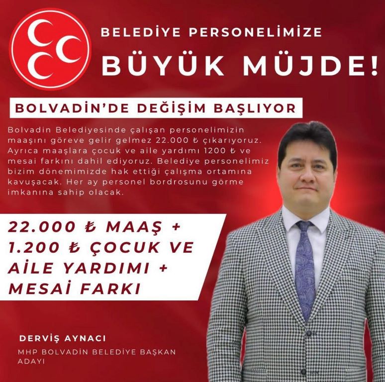 AYNACI'DAN BELEDİYE PERSONELİNE MÜJDE