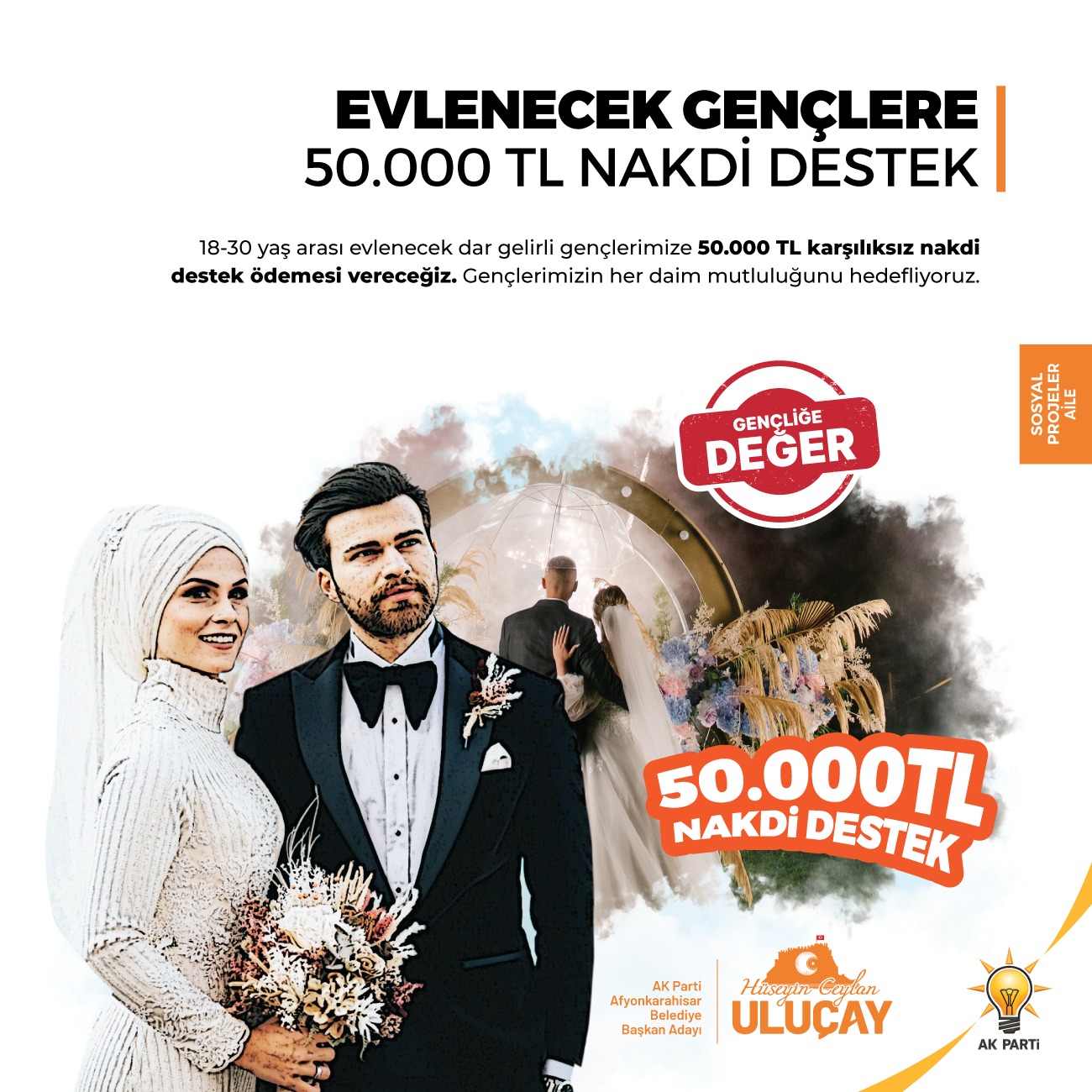 Uluçay evleneceklere 50 bin tl karşılıksız nakdi destek verecek