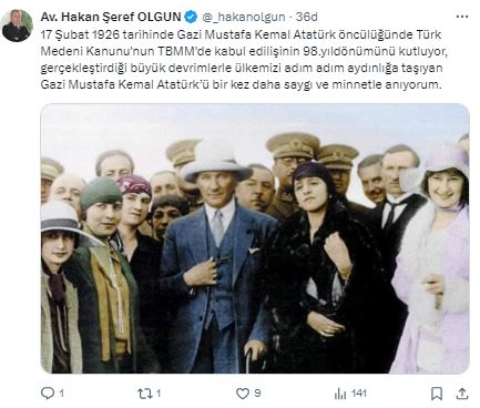 İYİ PARTİLİ OLGUN MUSTAFA KEMAL'İ BİR KEZ DAHA SAYGI VE MİNNETLE ABIYORUM"