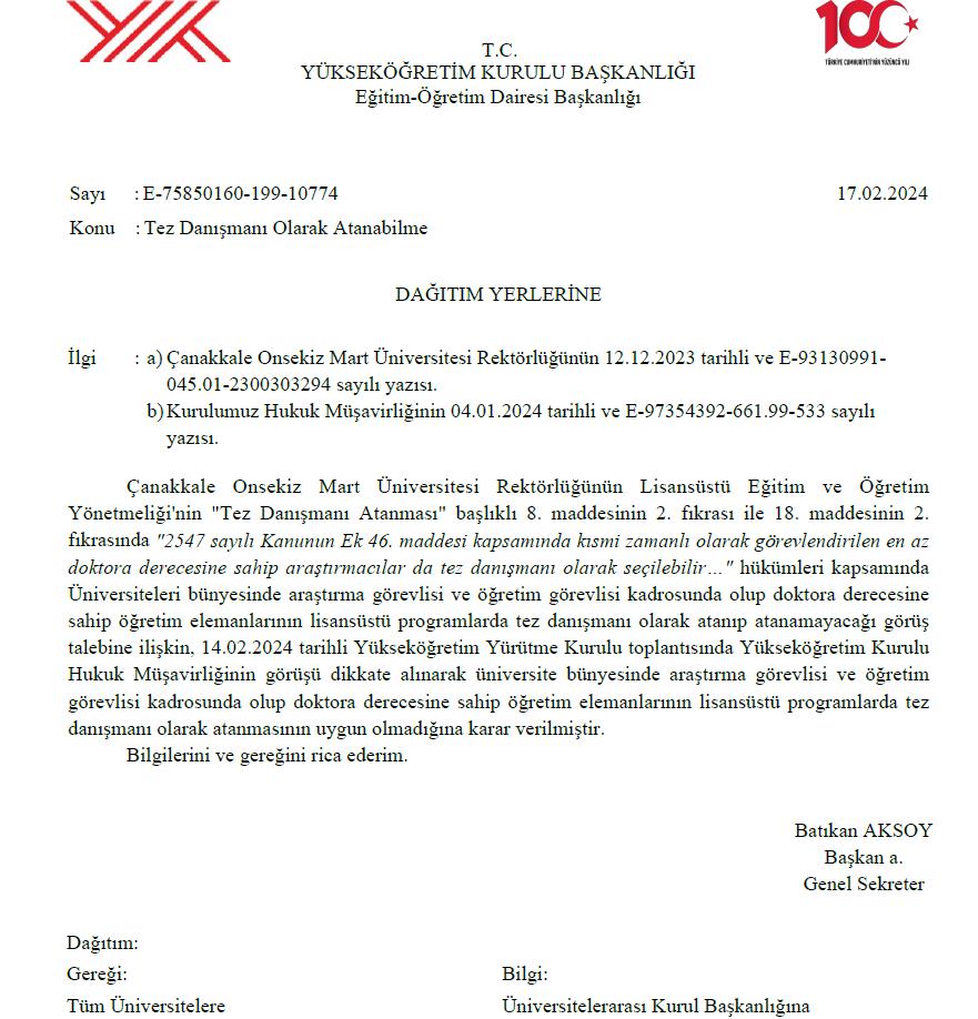YÖK'ten doktorası biten öğretim elemanı hakkında önemli karar