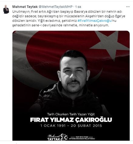 MHP'li Taytak Ülkücü Şehit Çakıroğlu'nu Andı
