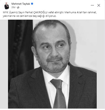 MHP'nin Acı Günü Taytak Taziye Yayınladı