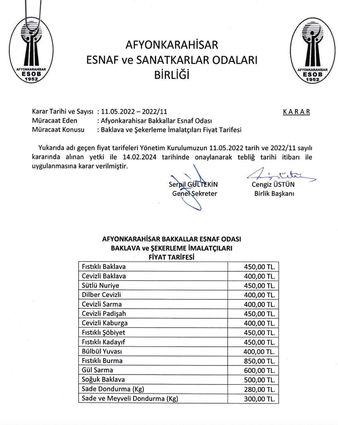 Afyon'da Bir Zamda Baklavaya Geldi
