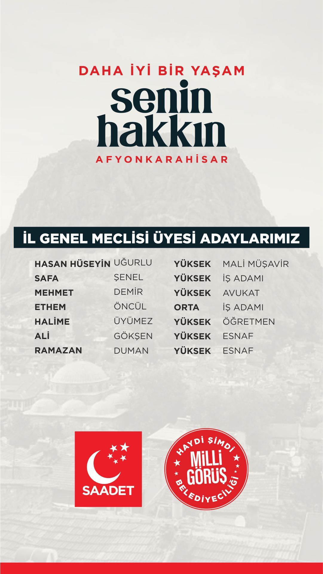 SAADET PARTİSİ  İGM ADAYLARI BELLİ OLDU