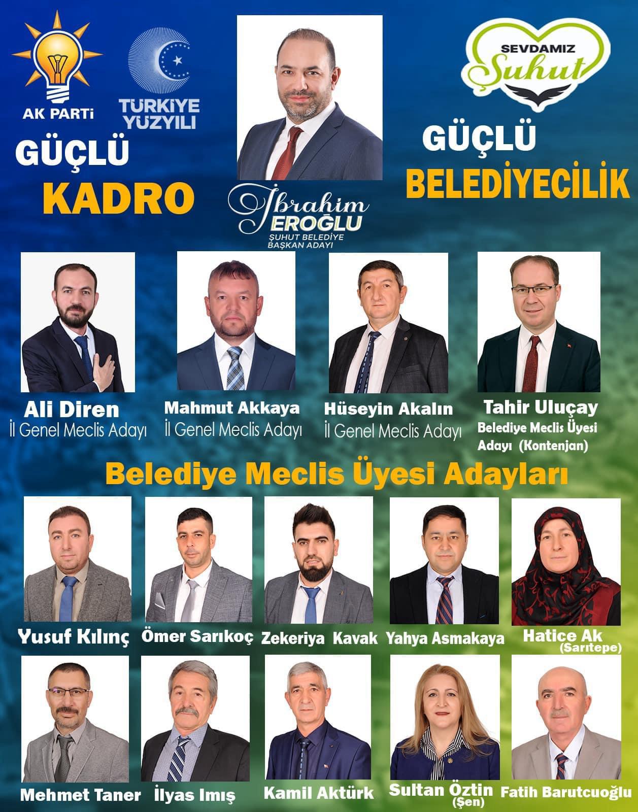 AK PARTİ ŞUHUTTA EROĞLU DEDİ İŞTE EROĞLU'NUN YÖNETİM LİSTESİ