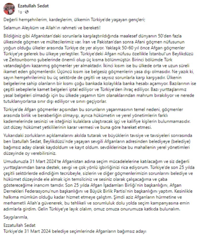 BEYLİKDÜZÜNDE AFGAN BAŞKAN ADAYI