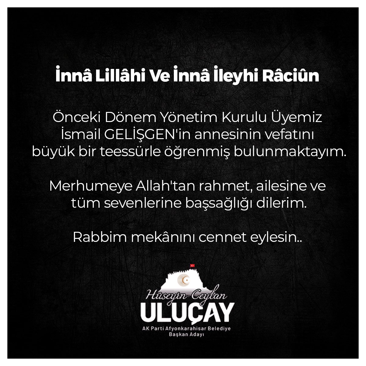AK Partili Uluçay'dan Gelişgen Ailesine Taziye