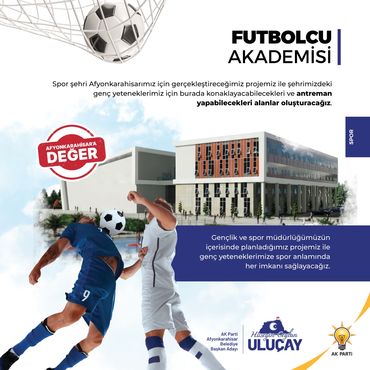 Uluçay futbolcu akademisi kuracak, milli sporculara 5000 bin TL destek sağlayacak