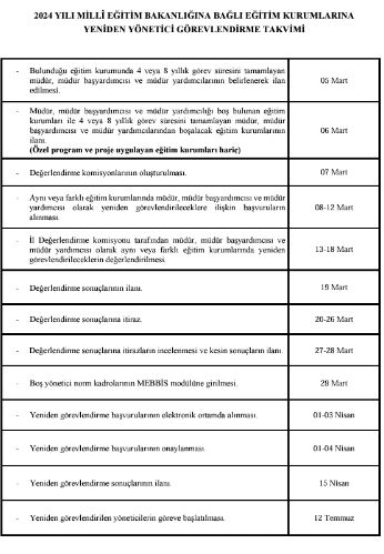 MEB yönetici görevlendirme takvimini yayımladı
